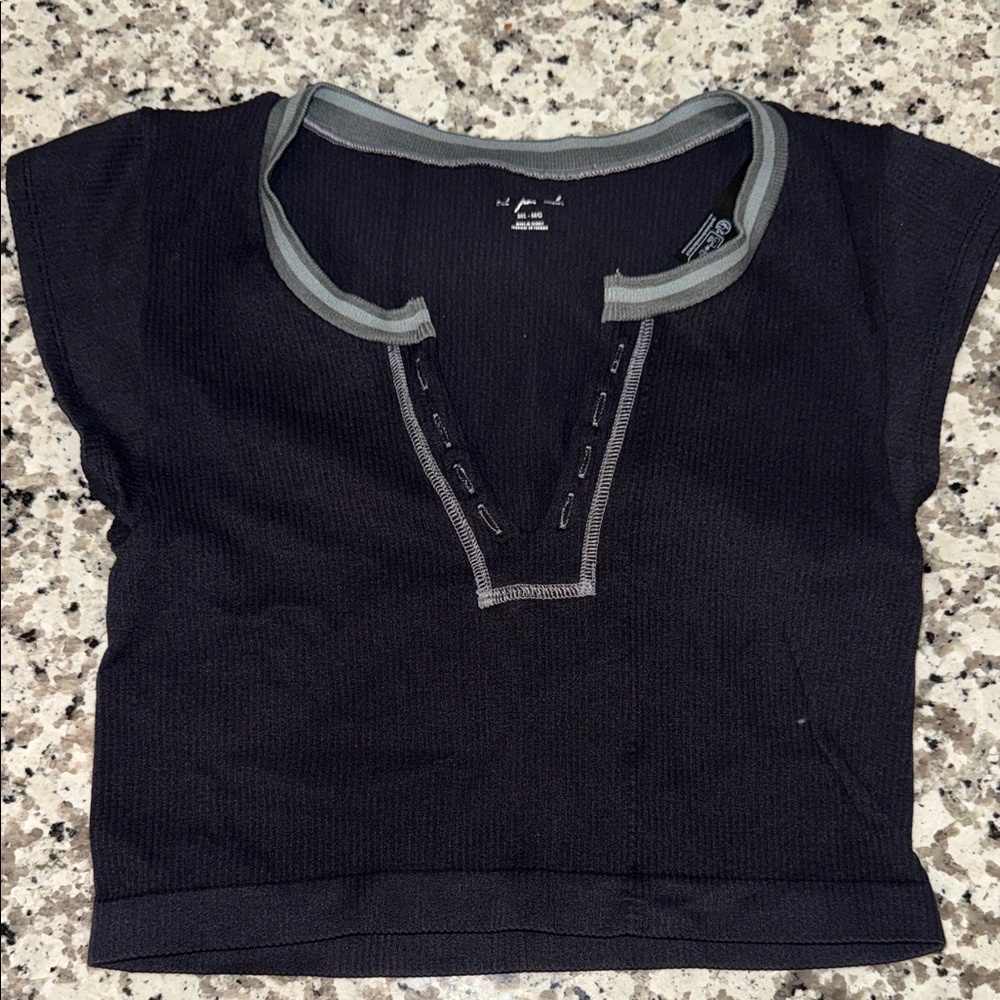 Urban Outfitters Black and Gray Ribbed Shirt